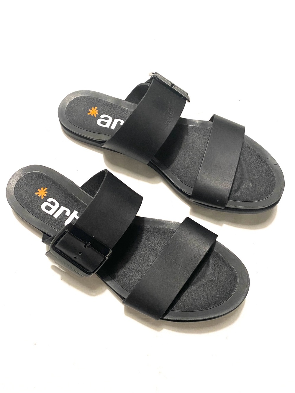 The Art Company Creta Leather Slides Black Double-Strap Women’s EU 40 / US 9.5